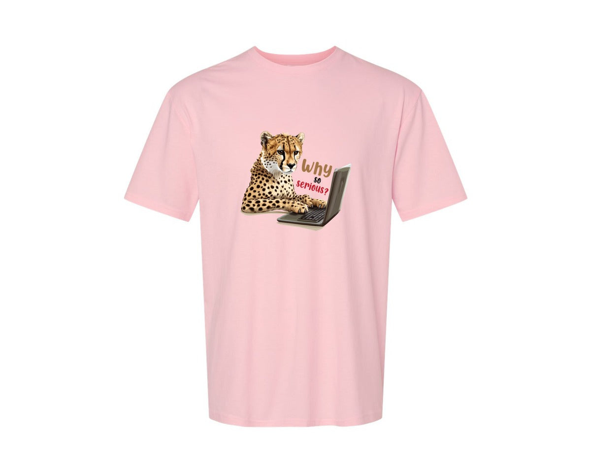 brand:Generic|color:Pink|Tiger Typing On A Laptop T Shirt Print Graphic T-Shirt