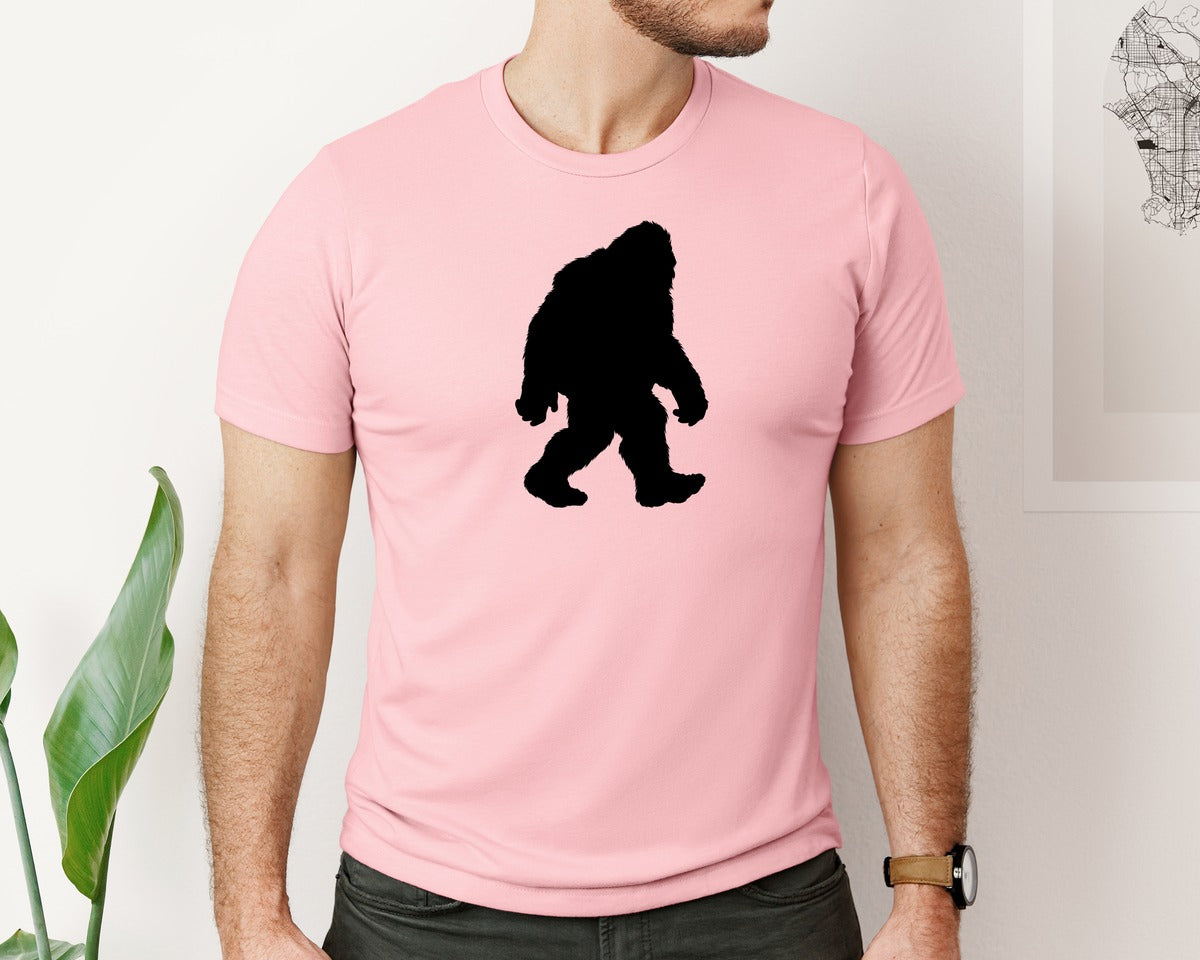 brand:Bella Canvas|color:Pink|Bigfoot Sasquatch Figure Design Graphic T-Shirt