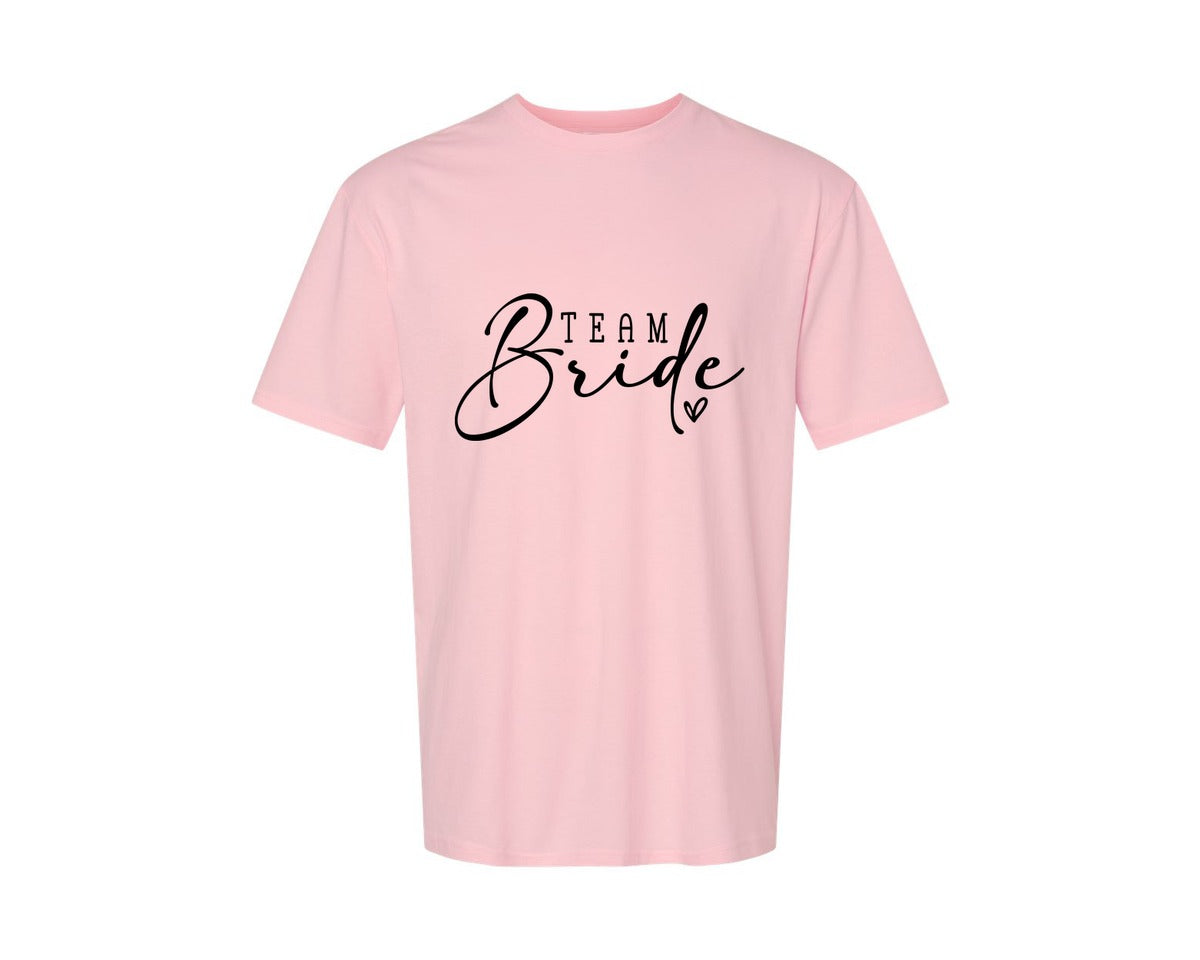 brand:Generic|color:Pink|Team Bride Bridal Party Graphic T-Shirt