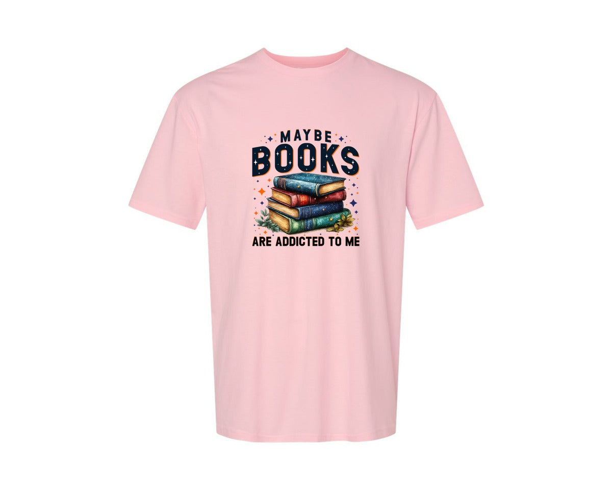 brand:Generic|color:Pink|Maybe Books Are Addicted To Me 6 Graphic T-Shirt
