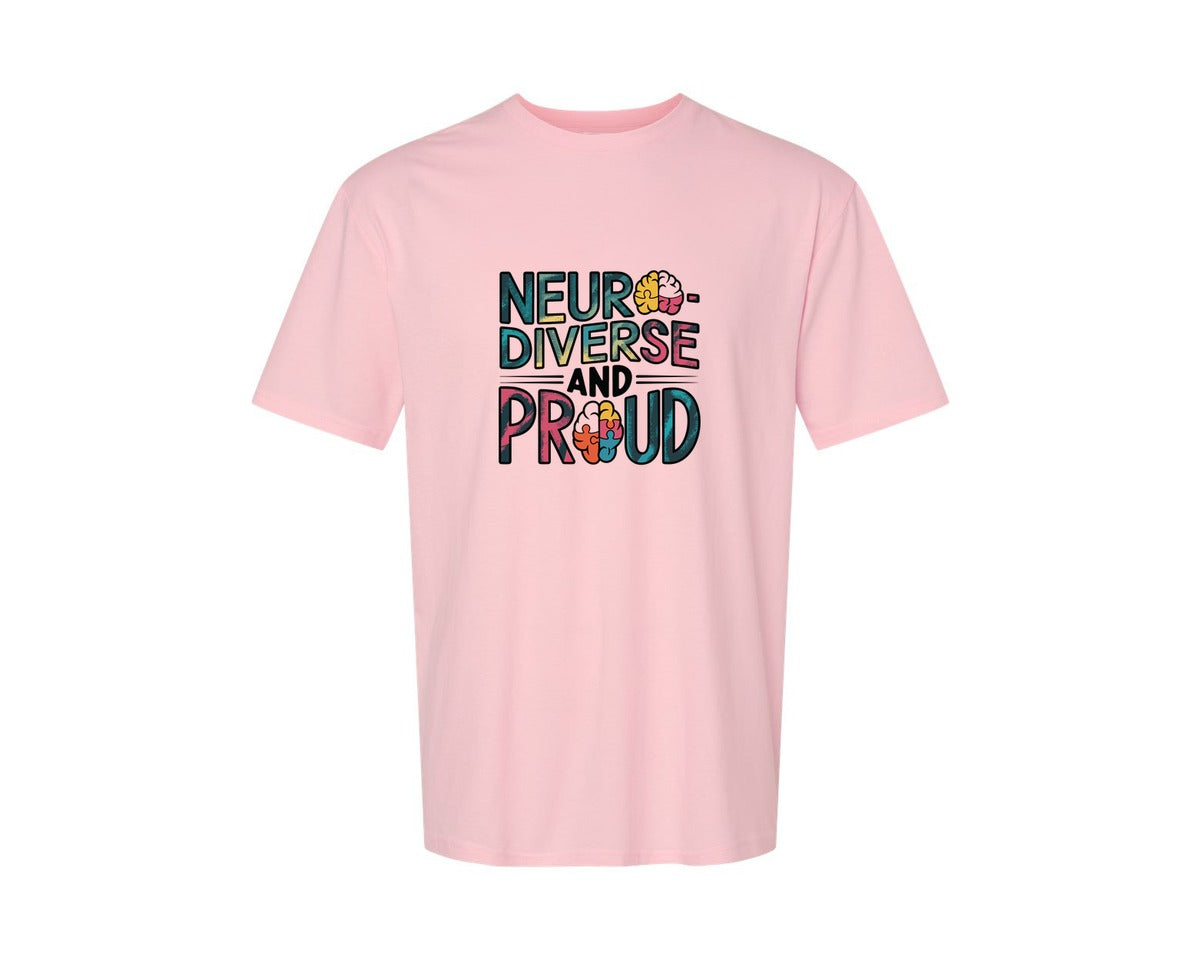 brand:Generic|color:Pink|Neuro Diverse And Proud Autism Shirt Graphic T-Shirt