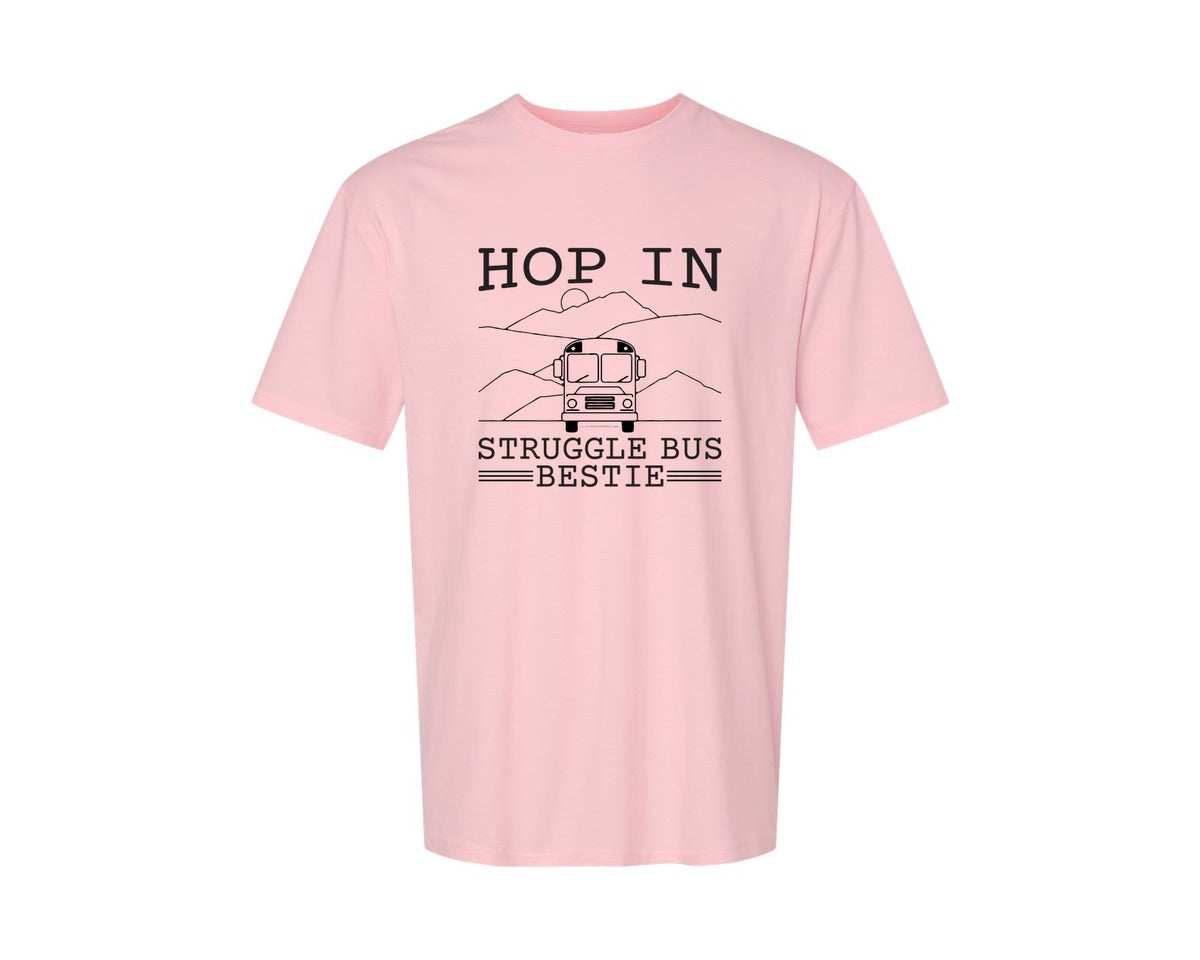 brand:Generic|color:Pink|Hop In Bestie Sweatshirt Struggle Bus Graphic T-Shirt