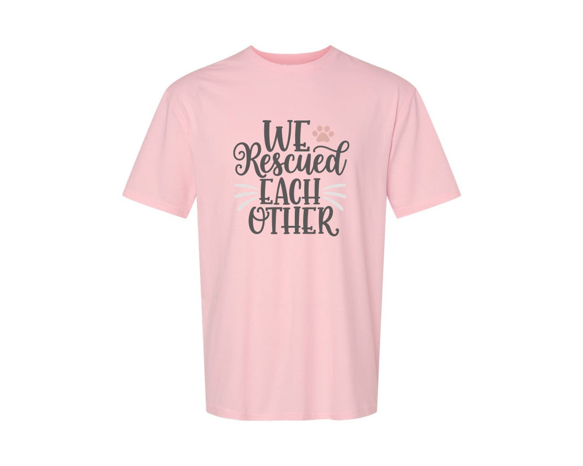 brand:Generic|color:Pink|We Rescued Each Other Cute Cat Quote Graphic T-Shirt