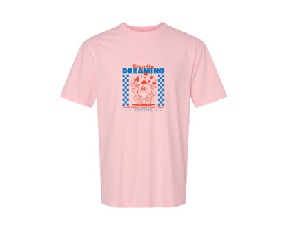 brand:Generic|color:Pink|Retro Cartoon Mushroom Character Design Graphic T-Shirt