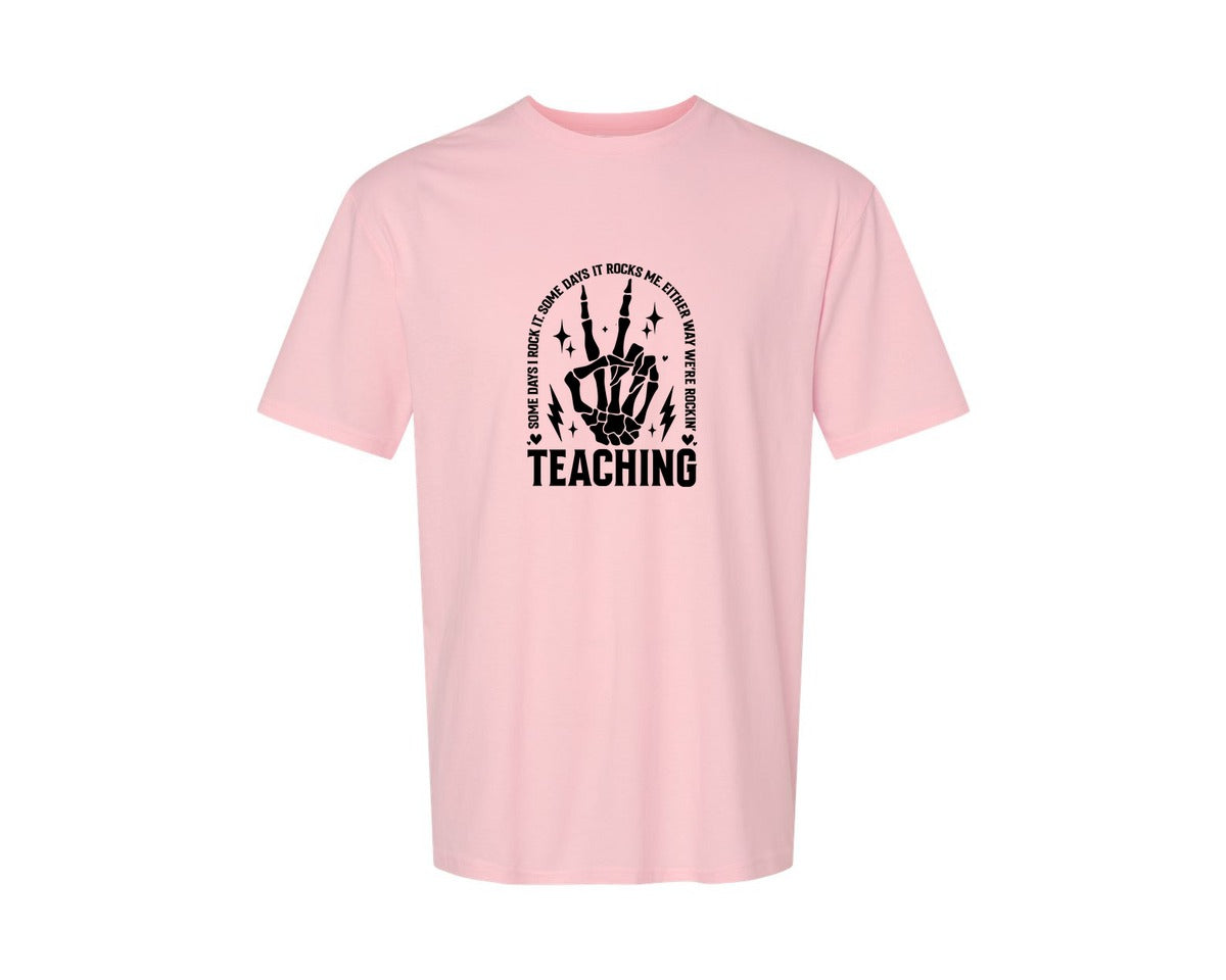 brand:Generic|color:Pink|Teaching Some Days I Rock It Graphic T-Shirt