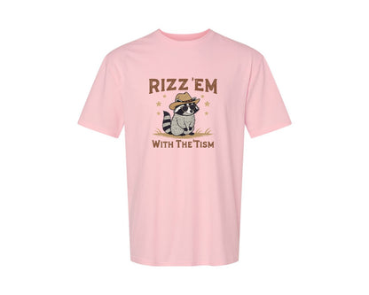 brand:Generic|color:Pink|Raccoon Funny Raccoon Rizz Em Graphic T-Shirt