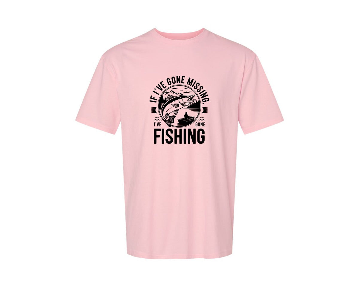 brand:Generic|color:Pink|If Ive Gone Missing Ive Gone Fishing T Graphic T-Shirt