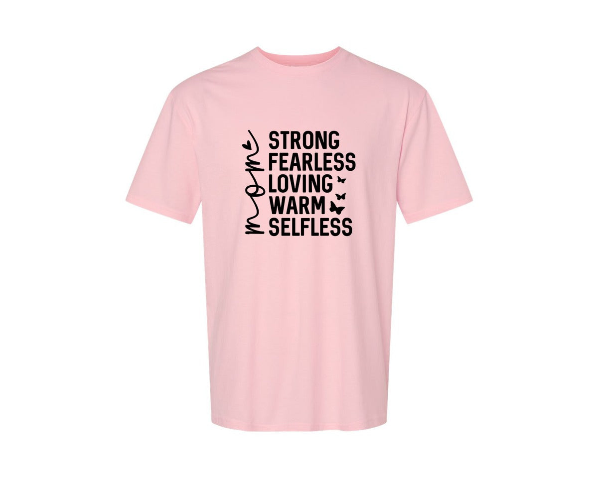 brand:Generic|color:Pink|Strong Fearless Loving Warm Selfless Graphic T-Shirt