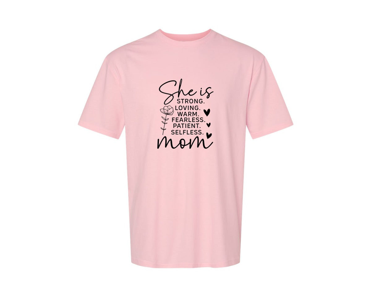 brand:Generic|color:Pink|She Is Strong Loved Mama Graphic T-Shirt