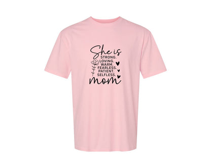 brand:Generic|color:Pink|She Is Strong Loved Mama Graphic T-Shirt