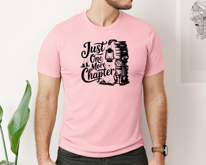 brand:Bella Canvas|color:Pink|Just One More Chapter T Shirt Design Graphic T-Shirt