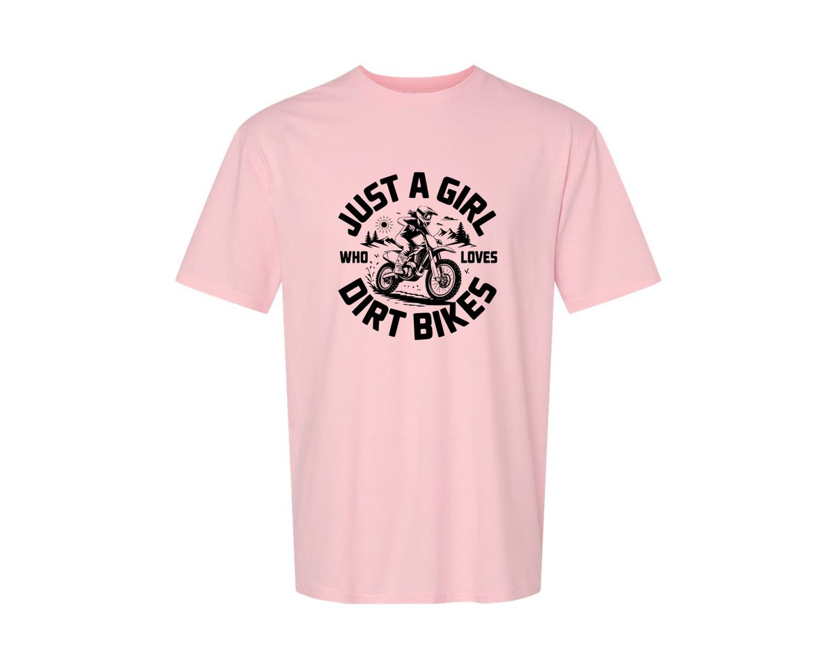 brand:Generic|color:Pink|Just A Girl Who Loves Dirt Bikes T S Graphic T-Shirt