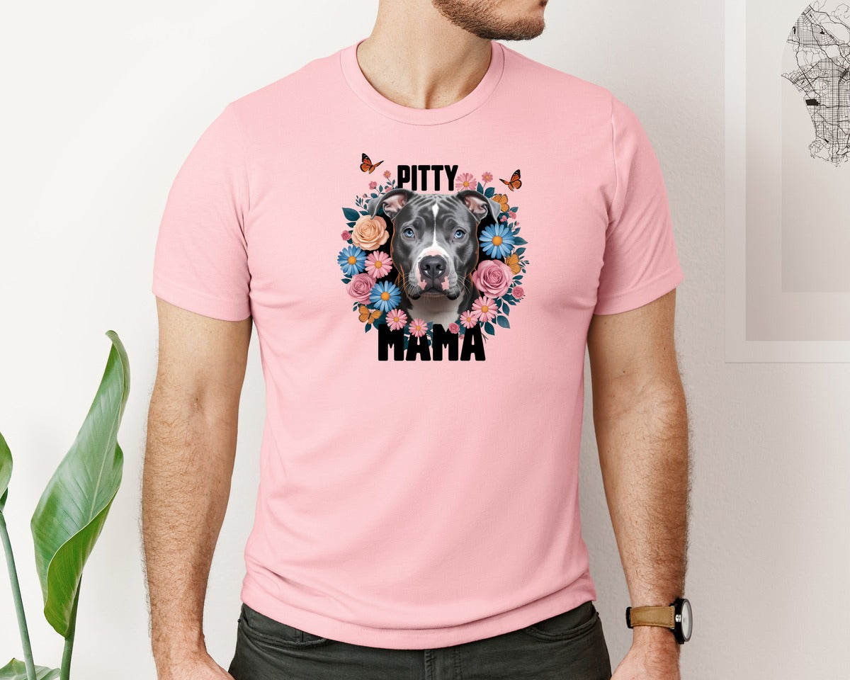brand:Bella Canvas|color:Pink|Pitty Mama Cute Pitbull Dog 3 Graphic T-Shirt