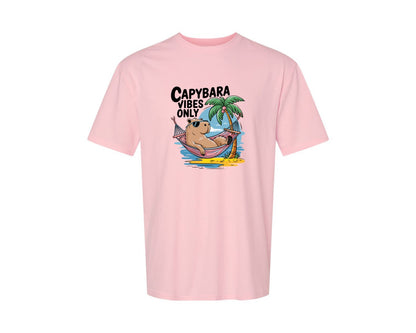brand:Generic|color:Pink|Capybara Vibes Only Summer T Shirt Print Graphic T-Shirt
