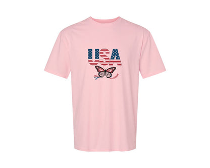 brand:Generic|color:Pink|Usa Butterfly Patriotic Graphic T-Shirt