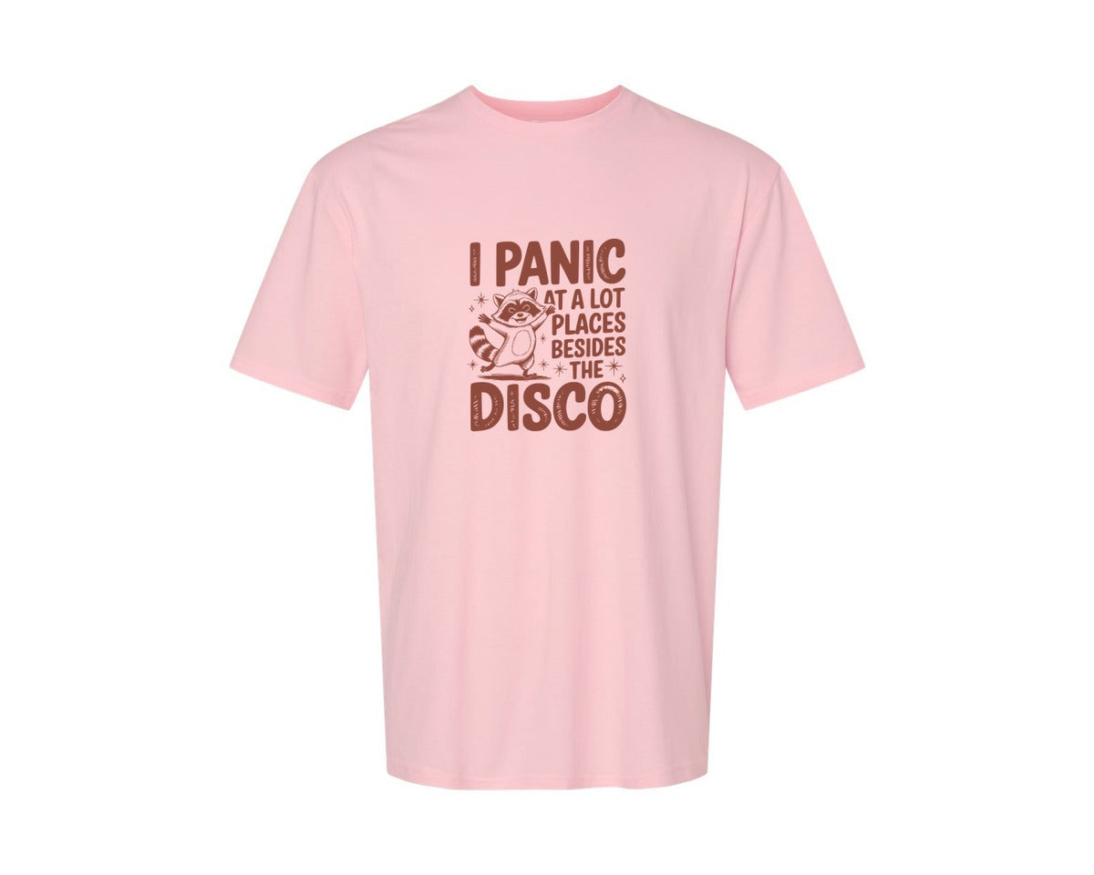 brand:Generic|color:Pink|I Panic At Lot Places Besides The Disco 2 Graphic T-Shirt
