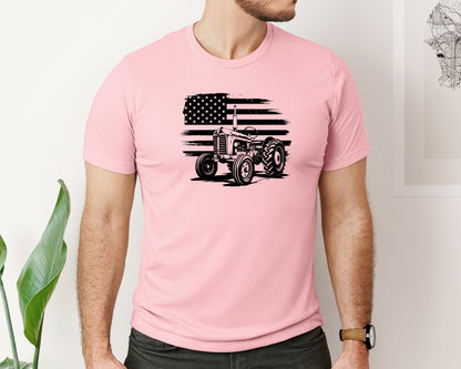 brand:Bella Canvas|color:Pink|Tractor Flag Vector T Shirt Design Graphic T-Shirt