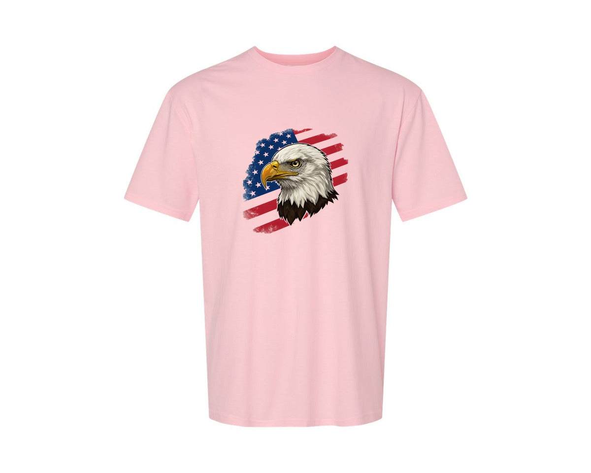 brand:Generic|color:Pink|American Eagle With Flag Patriotic Graphic T-Shirt