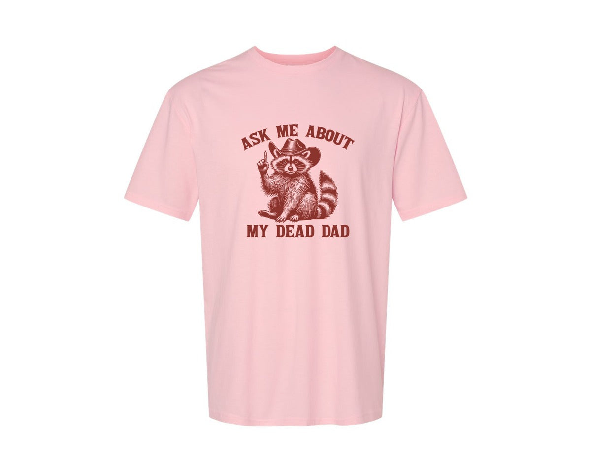 brand:Generic|color:Pink|Dead Dad Club Unhinged Meme Raccoon Graphic T-Shirt