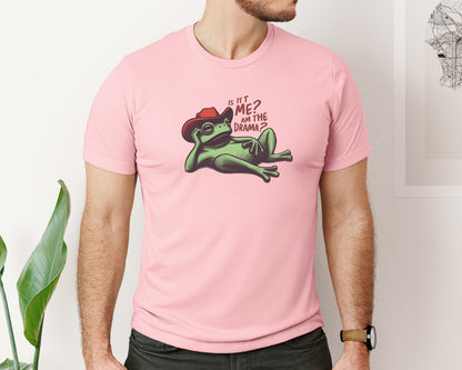 brand:Bella Canvas|color:Pink|Drama Frog Funny Cowboy Aesthetic Graphic T-Shirt