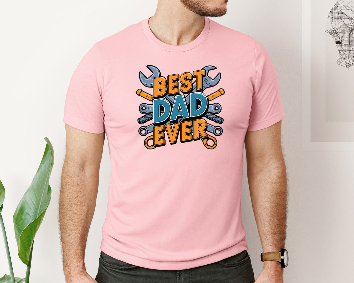 brand:Bella Canvas|color:Pink|Mechanic Dad 3 Graphic T-Shirt