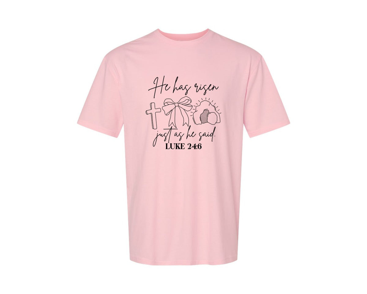 brand:Generic|color:Pink|He Has Risen Graphic T-Shirt