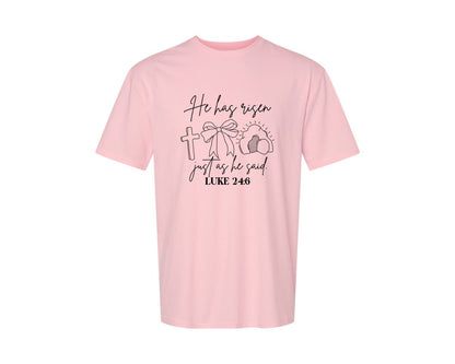 brand:Generic|color:Pink|He Has Risen Graphic T-Shirt