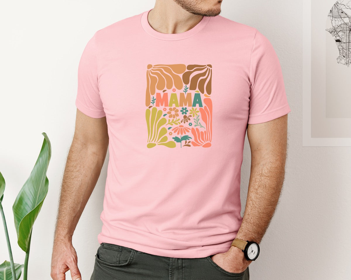 brand:Bella Canvas|color:Pink|Floral Mama Mama Flower Coquet Graphic T-Shirt