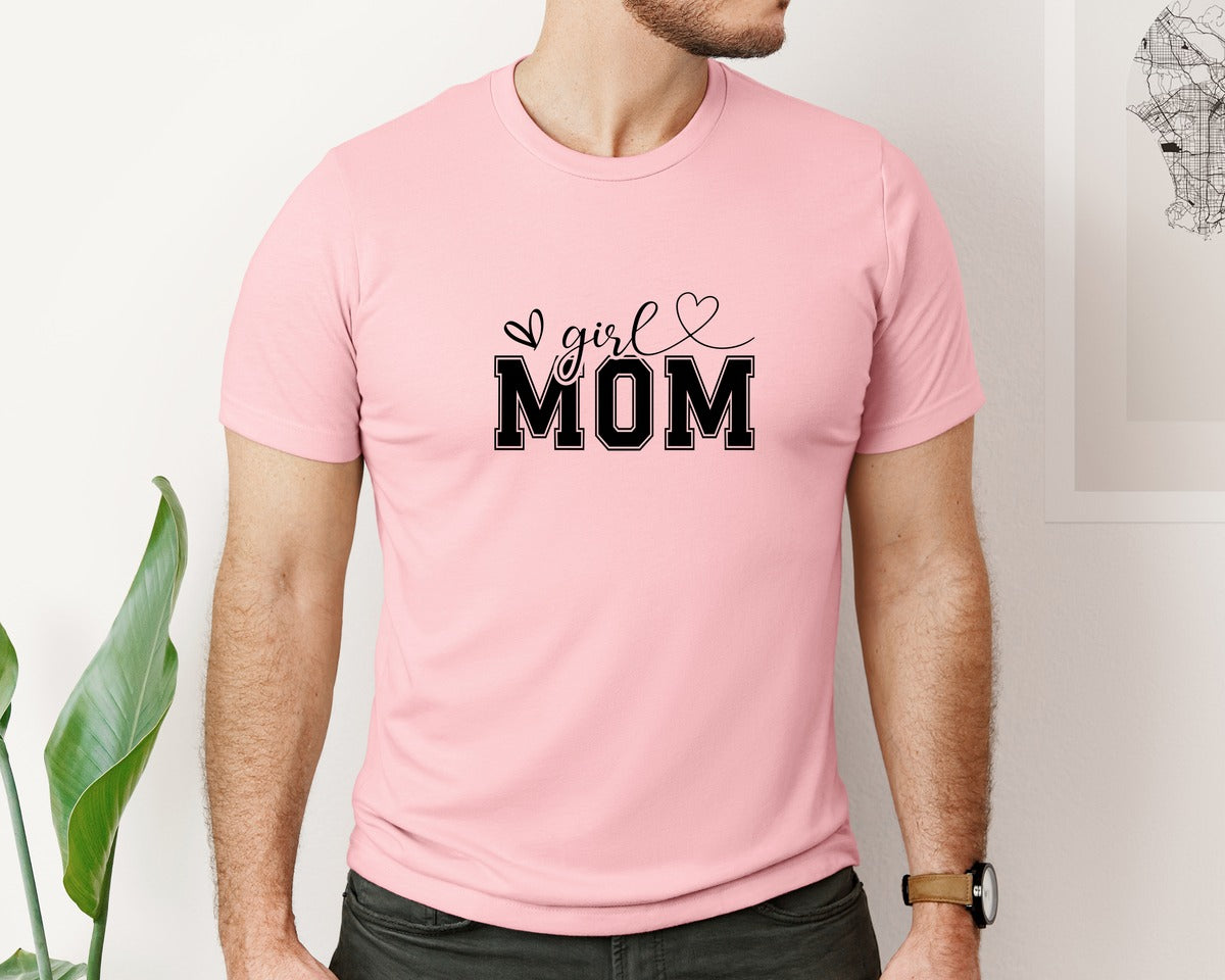 brand:Bella Canvas|color:Pink|Girl Mom Mothers Day Mama Graphic T-Shirt