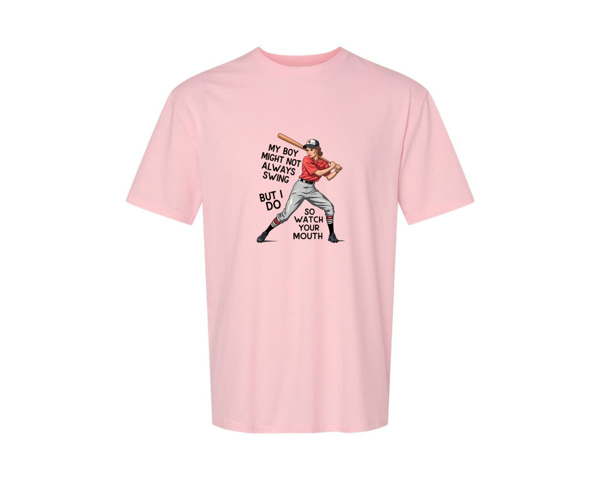 brand:Generic|color:Pink|Baseball Mom Funny Softball 3 Graphic T-Shirt