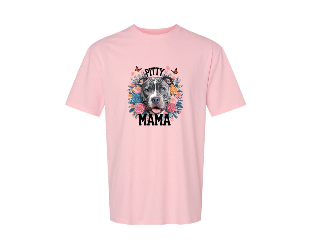 brand:Generic|color:Pink|Pitty Mama Cute Pitbull Dog Graphic T-Shirt