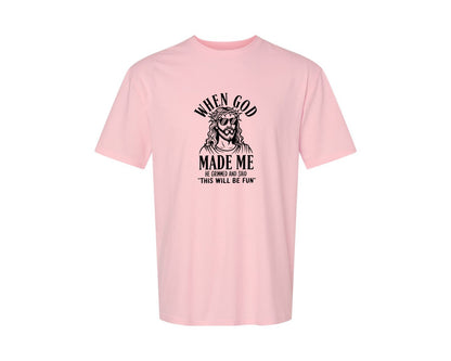 brand:Generic|color:Pink|God Humor Christian Faith Graphic T-Shirt
