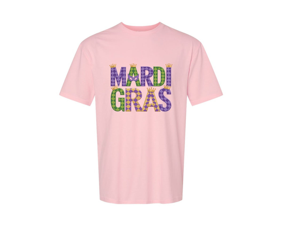 brand:Generic|color:Pink|Mardi Gras Festive Des Graphic T-Shirt