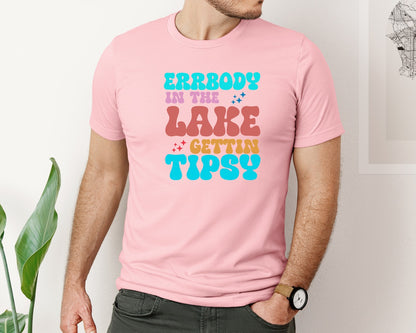 brand:Bella Canvas|color:Pink|Errbody In The Lake Gettin Tipsy 5 Graphic T-Shirt