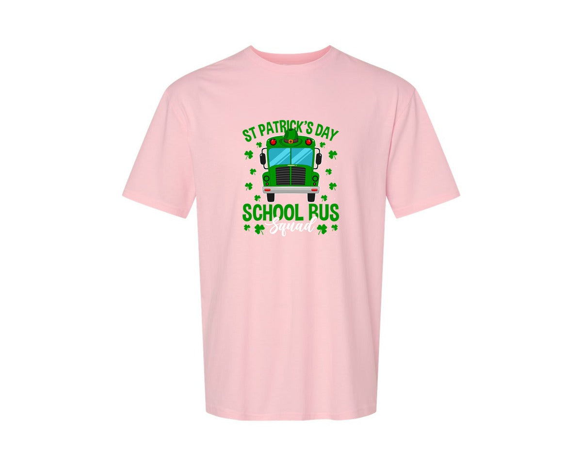 brand:Generic|color:Pink|St Patricks Day School Bus Squad School 2 Graphic T-Shirt