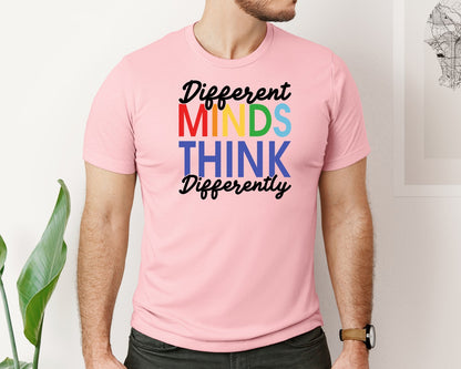 brand:Bella Canvas|color:Pink|Different Minds Autism T Shirt Graphic T-Shirt