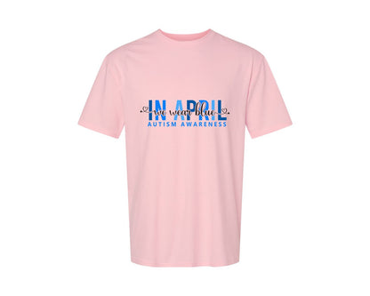 brand:Generic|color:Pink|In April We Wear Blue Autism Awareness 17 Graphic T-Shirt
