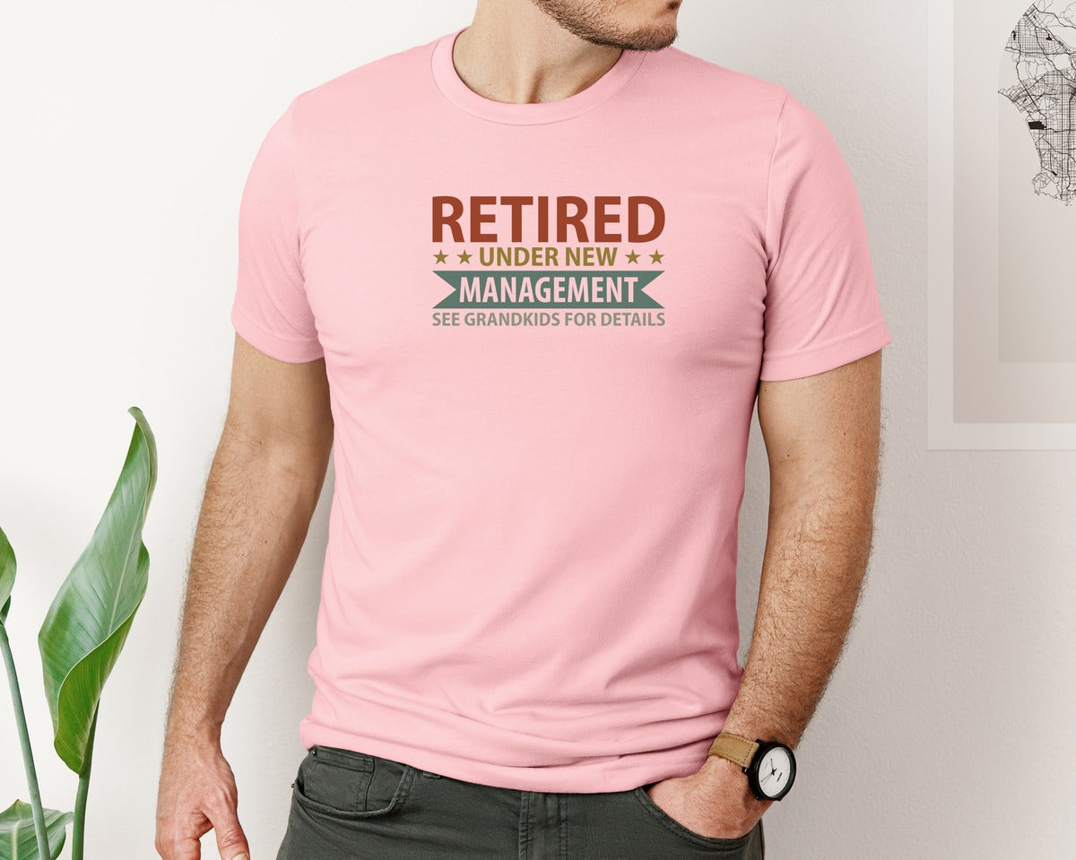 brand:Bella Canvas|color:Pink|Mens Fathers Day Retired Grandpa Shirts Graphic T-Shirt