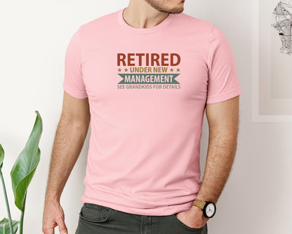 brand:Bella Canvas|color:Pink|Mens Fathers Day Retired Grandpa Shirts Graphic T-Shirt