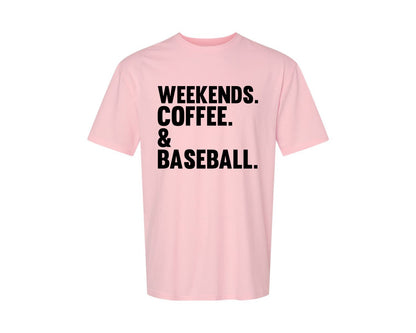 brand:Generic|color:Pink|Weekends Coffee Baseball Tshirt Design Graphic T-Shirt