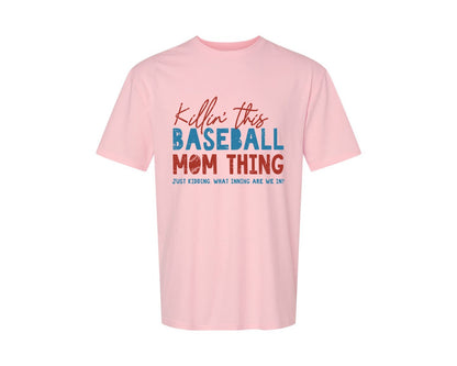 brand:Generic|color:Pink|Funny Baseball Mom Thing Graphic T-Shirt