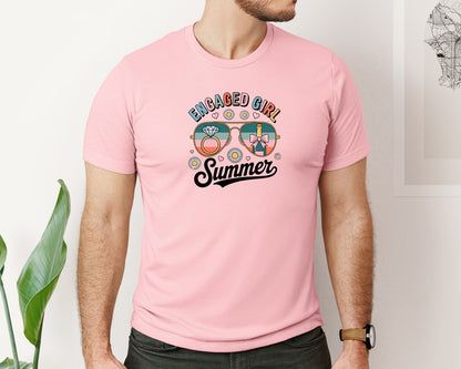 brand:Bella Canvas|color:Pink|Engaged Girl Summer Engagement Graphic T-Shirt