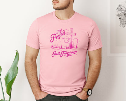 brand:Bella Canvas|color:Pink|Not Perfect Just Forgiven Design 18 Graphic T-Shirt