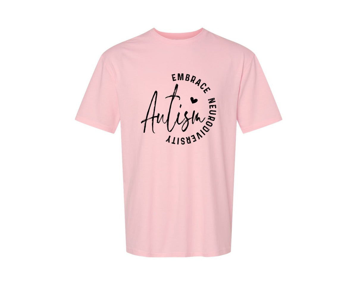 brand:Generic|color:Pink|Embrace Neurodiversity Autism Graphic T-Shirt