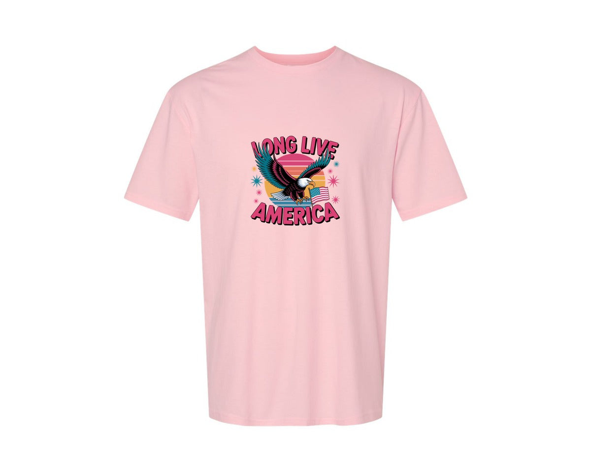 brand:Generic|color:Pink|Long Live America Graphic T-Shirt