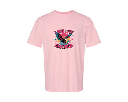 brand:Generic|color:Pink|Long Live America Graphic T-Shirt