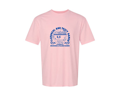 brand:Generic|color:Pink|Retro Ramen Noodle Cartoon Mascot Design Graphic T-Shirt