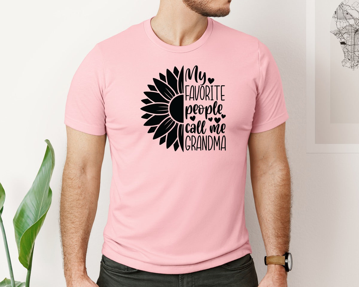 brand:Bella Canvas|color:Pink|Grandma Sunflower Grandma Graphic T-Shirt
