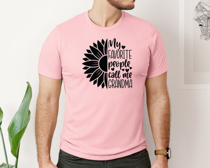brand:Bella Canvas|color:Pink|Grandma Sunflower Grandma Graphic T-Shirt