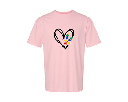 brand:Generic|color:Pink|Autism Heart Autism Puzzle Graphic T-Shirt